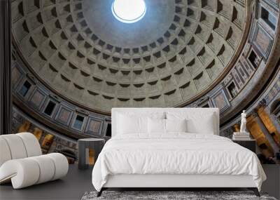 Looking up at the Pantheon's dome in Rome, Italy. The dome is almost two thousand years old and still the word's largest unreinforced concrete dome.  Wall mural