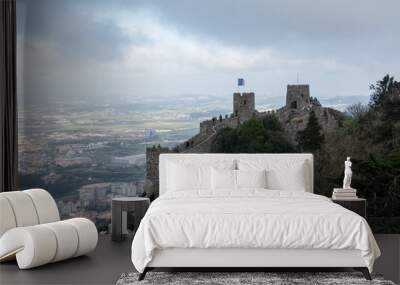 The Castle of the Moors, a hilltop medieval castle located in Sintra, Portugal, built by the moors and was an important strategic point during the Reconquista Wall mural