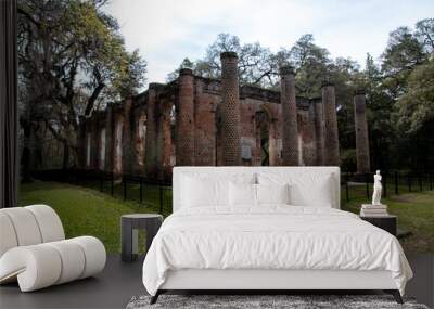 The Old Sheldon Church Ruins is a historic site located in Beaufort County, South Carolina Wall mural