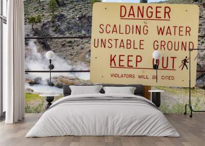 Hot Spring Warning Sign Wall mural