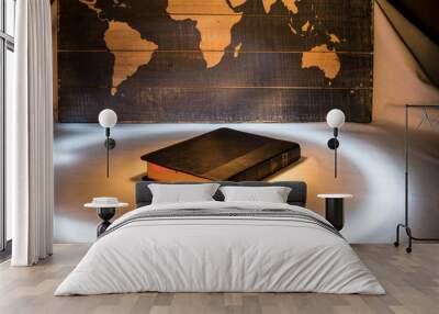 Light of the World Light Painting of Holy Bible with Map Wall mural