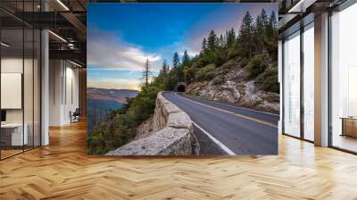 road through the mountain at yosemite  Wall mural