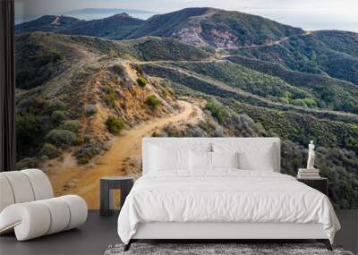 Trail through scenic mountains in Topanga, California  Wall mural