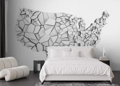 United States of America gray 3D map fractured into random pieces  Wall mural