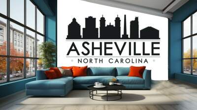 Asheville North Carolina Skyline Silhouette City. Cityscape Design Vector. Famous Monuments Tourism. Wall mural