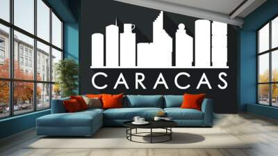 Caracas Venezuela Flat Icon Skyline. Silhouette Design City Vector Art. Famous Buildings Vector. Wall mural