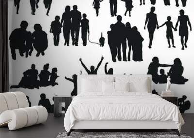 Family Silhouette Vector Design Illustration. People in Group Clip Art Icon Collection Set. Wall mural