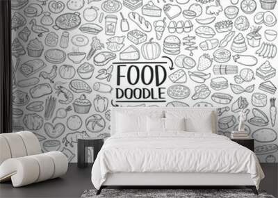 Food Traditional Doodle Icons Sketch Hand Made Design Vector Wall mural