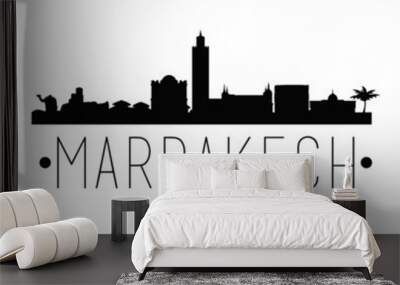 Marrakech Morocco City Skyline Silhouette City Design Vector Famous Monuments. Wall mural