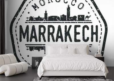 Marrakesh, Morocco Stamp Skyline Postmark. Silhouette Postal Passport. City Round Vector Icon. Vintage Postage Design. Wall mural