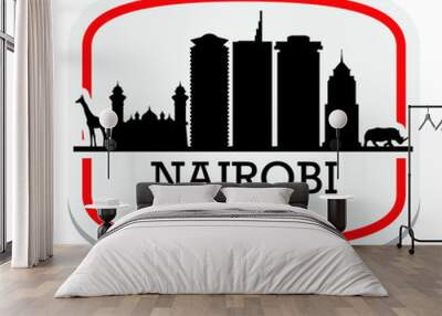 Nairobi Kenya Label Stamp Icon Skyline City Design Tourism Logo. Wall mural