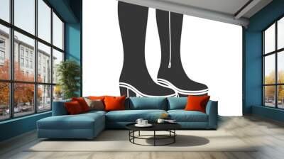 Platform Boots Icon Silhouette Illustration. Retro Fashion Wear Vector Graphic Pictogram Symbol Clip Art. Doodle Sketch Black Sign. Wall mural