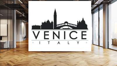 Venice Italy Skyline. Silhouette Skyline Stamp Vector City Design. Landmark Famous Buildings. Wall mural