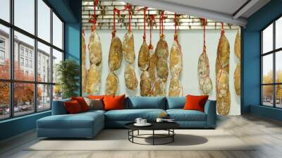 Loin and sausages (lomo y chorizos). Iberian pork products, typical spanish charcuterie Wall mural