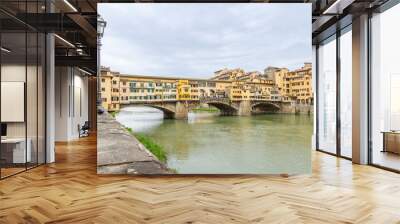 Florence, Italy - April 10, 2024: streets of Florence city center with surrounding area full of tourists in Florence, Italy Wall mural