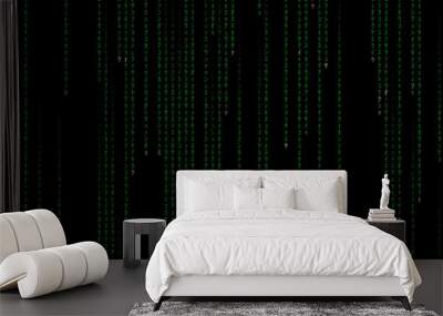 computer code rain background Wall mural