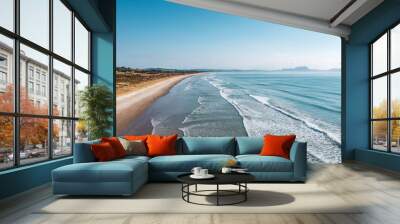 Big waves at New Zealand blue-water Uretiti Beach Wall mural