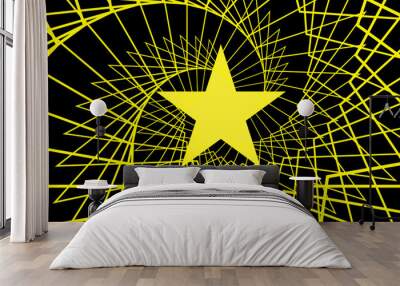 yellow well done star with spinning outline Wall mural