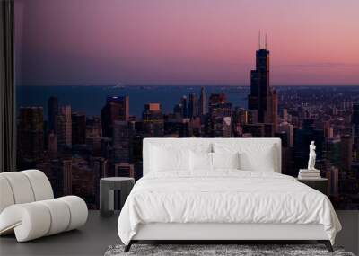 Aerial view of the city of downtown Chicago skyline Wall mural