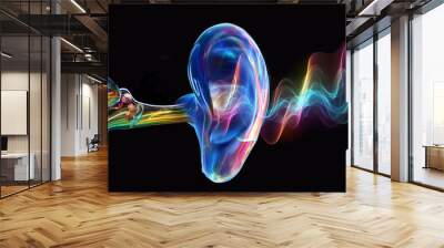 Ear Canal Diagram Graphic With Colorful Sound Wave Wall mural