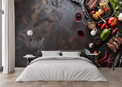 BBQ summer cookout with space for text Wall mural