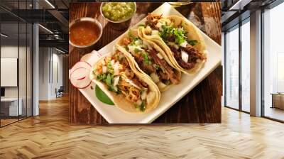 authentic mexican barbacoa, carnitas and chicken tacos Wall mural