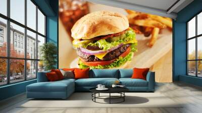 bacon cheeseburger with lettuce and tomato Wall mural