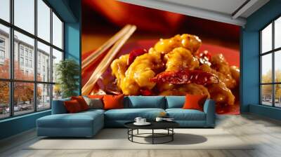 Chinese food -General Tso's chicken. Wall mural