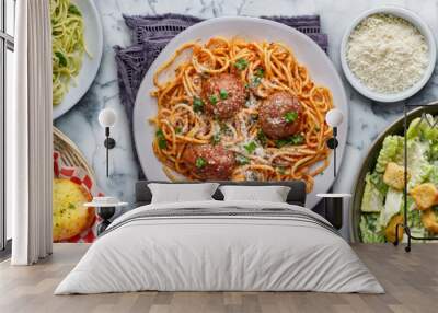 italian pasta with spaghetti and meatballs Wall mural