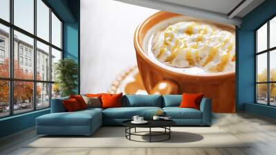 pumpkin spiced latte coffee drink with caramel and cream Wall mural