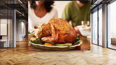 thanksgiving dinner turkey with people eating Wall mural