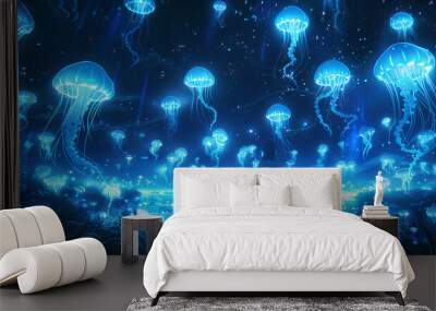 Jellygirl - Luminous Deep Sea Wall mural