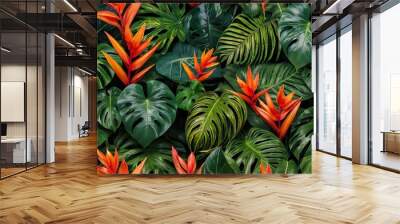 tropical leaves and ferns Wall mural