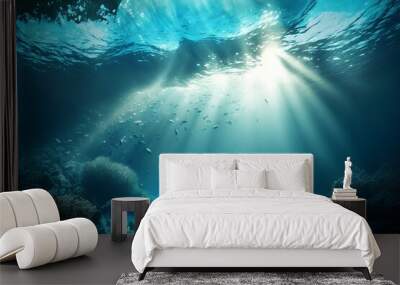 underwater scene with rays of light Wall mural