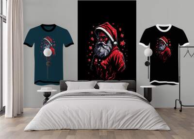 cool santa. t-shirt design, christmas, vector flat design Wall mural