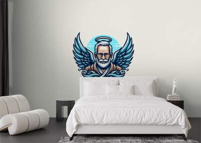 flying old man with wings vector artwork design Wall mural