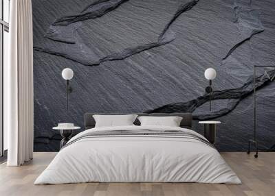 close up of a dark gray slate stone texture Wall mural