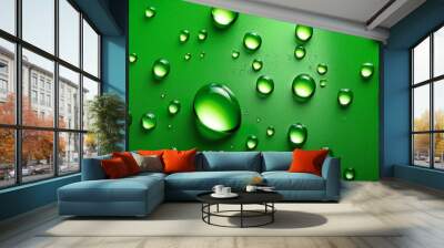 green drops on green background Wall mural