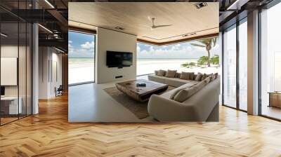 modern living room with beach view Wall mural