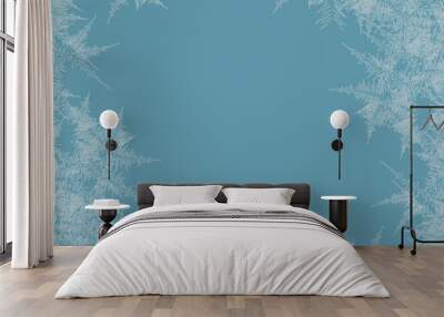 Winter frosted window background. Freeze and wind at the glass. Vector illustration. Design texture Wall mural