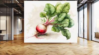 Watercolor style radish Wall mural