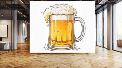 Joyful Beer Mug with Frothy Head Wall mural