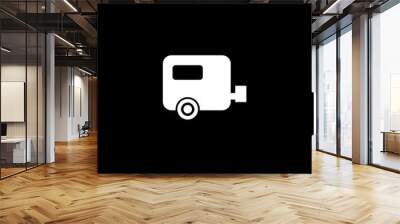 Camping trailer sign icon  isolated on black background. Wall mural