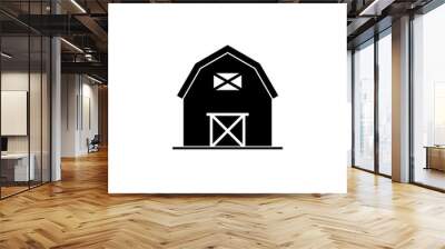 Farm barn icon silhouette isolated on white background Wall mural