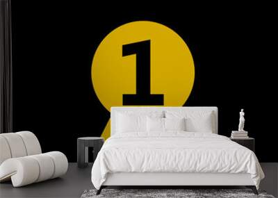 Number on best quality golden badge icon isolated on black background Wall mural