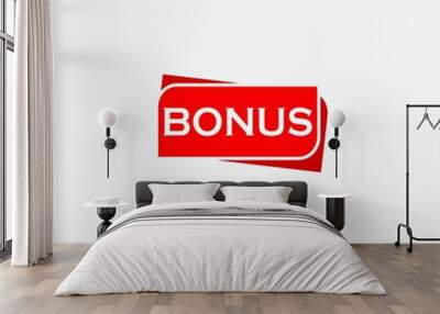 Red bonus sign for promotion design icon isolated on white background Wall mural