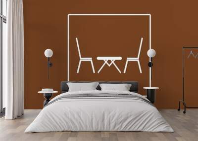 Table and chairs icon  isolated on dark background Wall mural