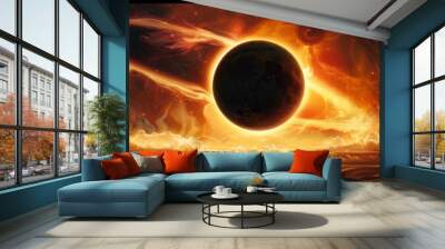 A cinematic still of an eclipse with the sun and Wall mural