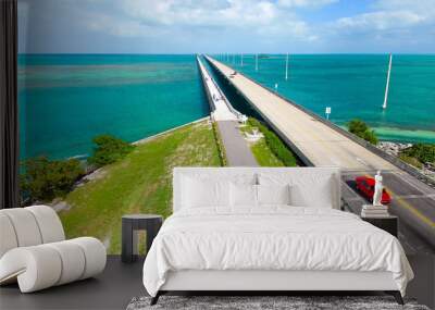 Aerial view of Bridge connecting Keys, Florida Wall mural