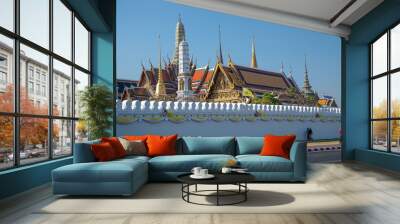 BANGKOK - JANUARY 6, 2020: Temple of the Emerald Buddha, view from the street Wall mural